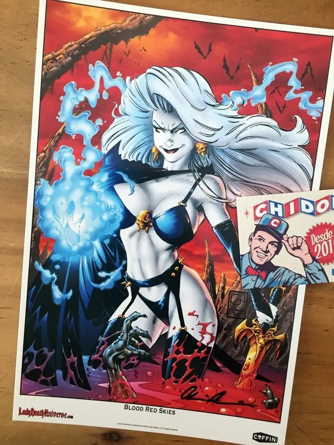 Print - Mini Print Lady Death Blood Red Skies Firmada Coa