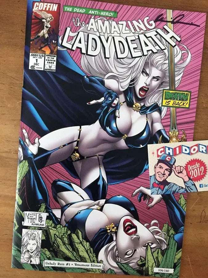 Comic - Lady Death Unholy Ruin Firmada Coa Venom Spider-man