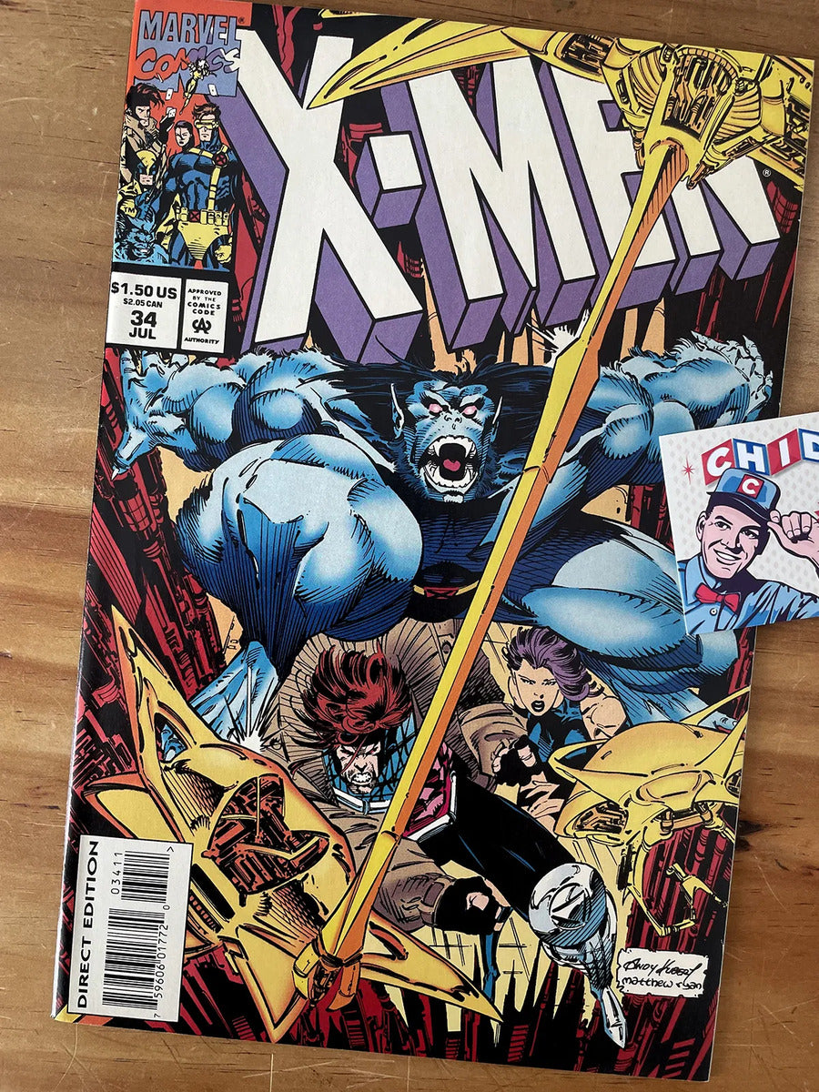 Comic - X-men #34 Andy Kubert Gambit Psylocke Beast