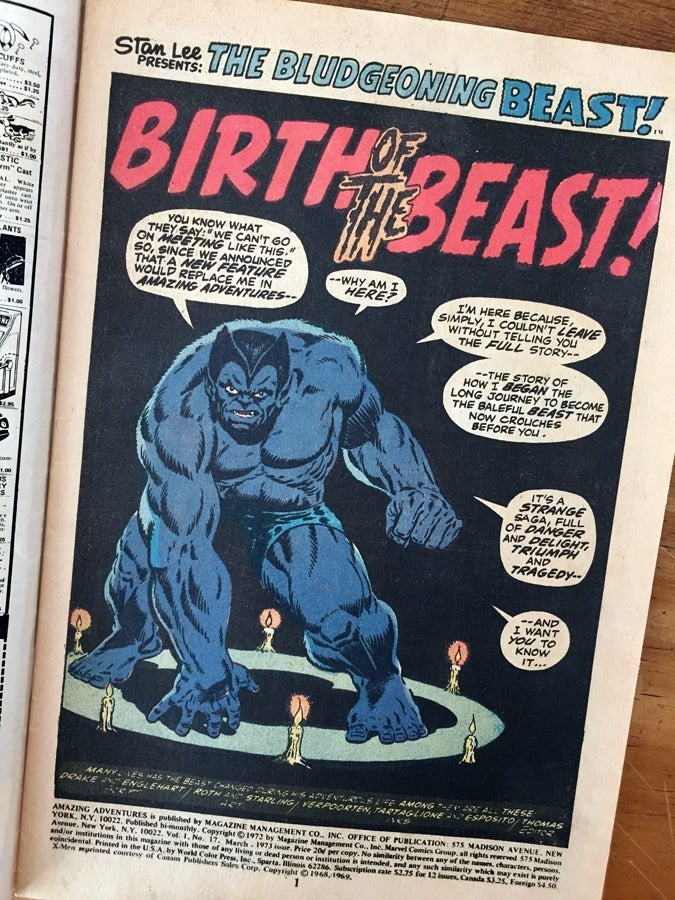 Comic - Amazing Adventures #17 Beast Origin X-men Stan Lee