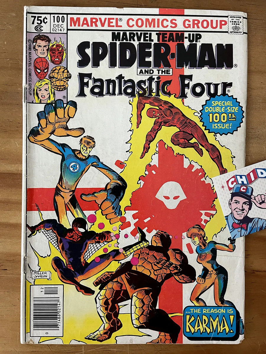 Comic - Marvel Team-up #100 Spider-man Fantastic Four Karma