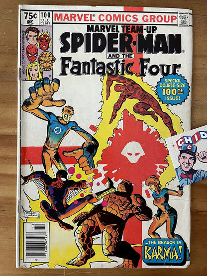 Comic - Marvel Team-up #100 Spider-man Fantastic Four Karma