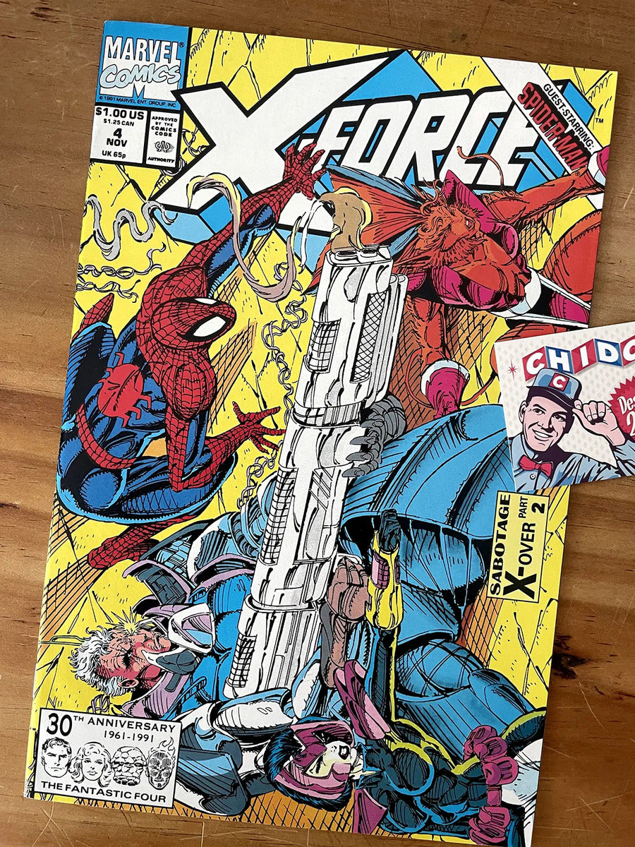 Comic - X-force #4 Spider-man Cable Domino Rob Liefeld