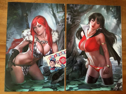 Comic Set - Vampirella #18 & Red Sonja #24 Josh Burns Sexy