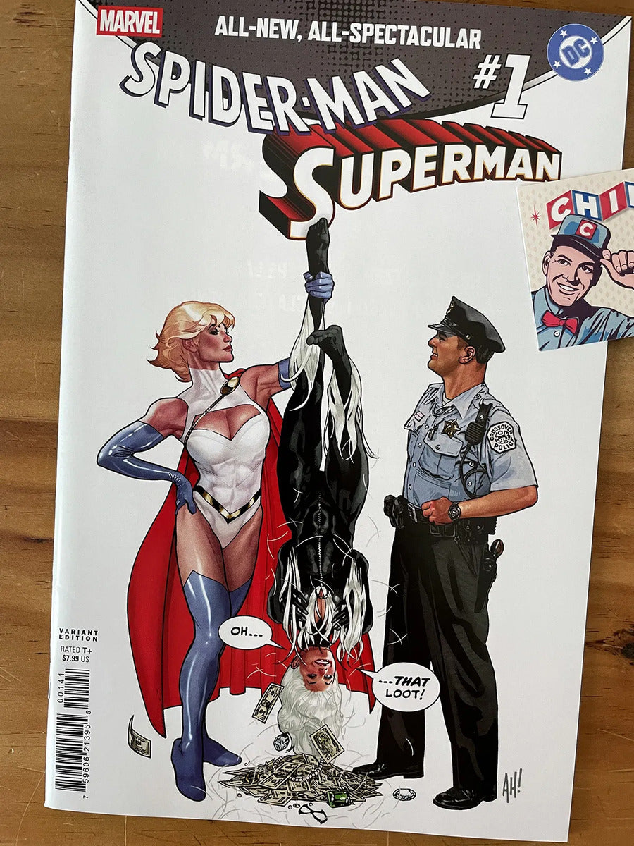 Comic - Superman Vs Spider-man 1 Hughes Black Cat Power Girl
