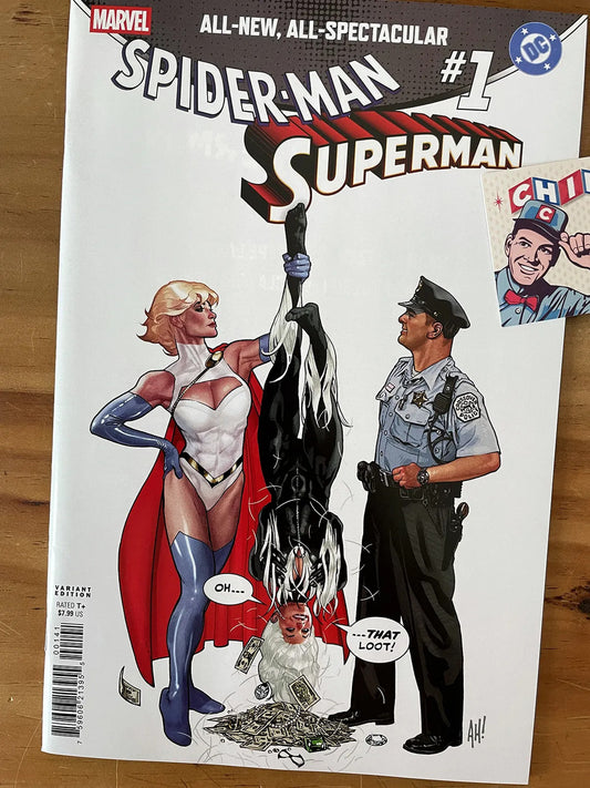 Comic - Superman Vs Spider-man 1 Hughes Black Cat Power Girl