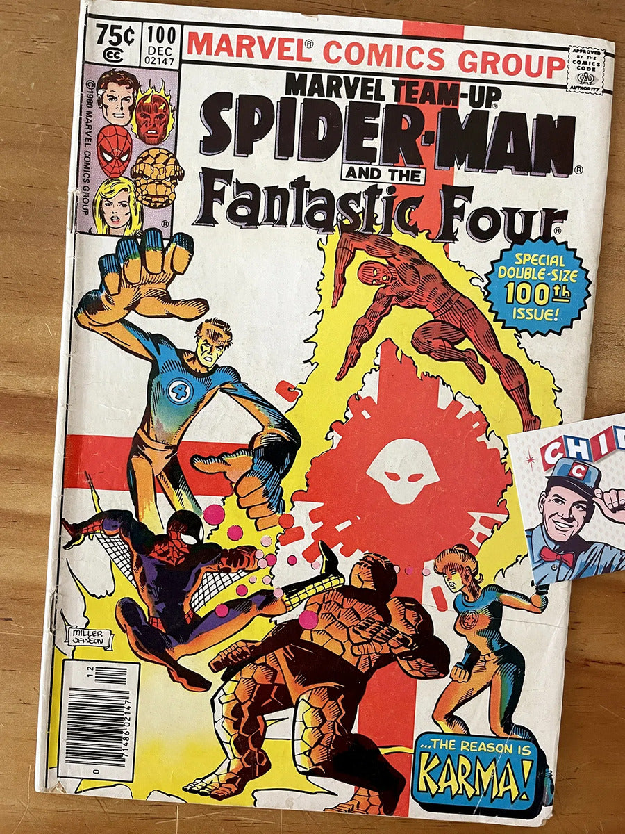 Comic - Marvel Team-up #100 Spider-man Fantastic Four Karma