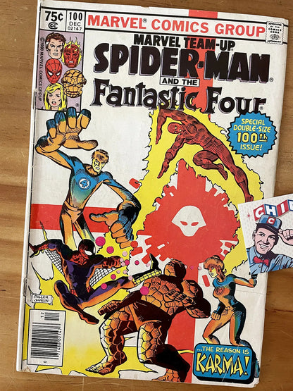 Comic - Marvel Team-up #100 Spider-man Fantastic Four Karma