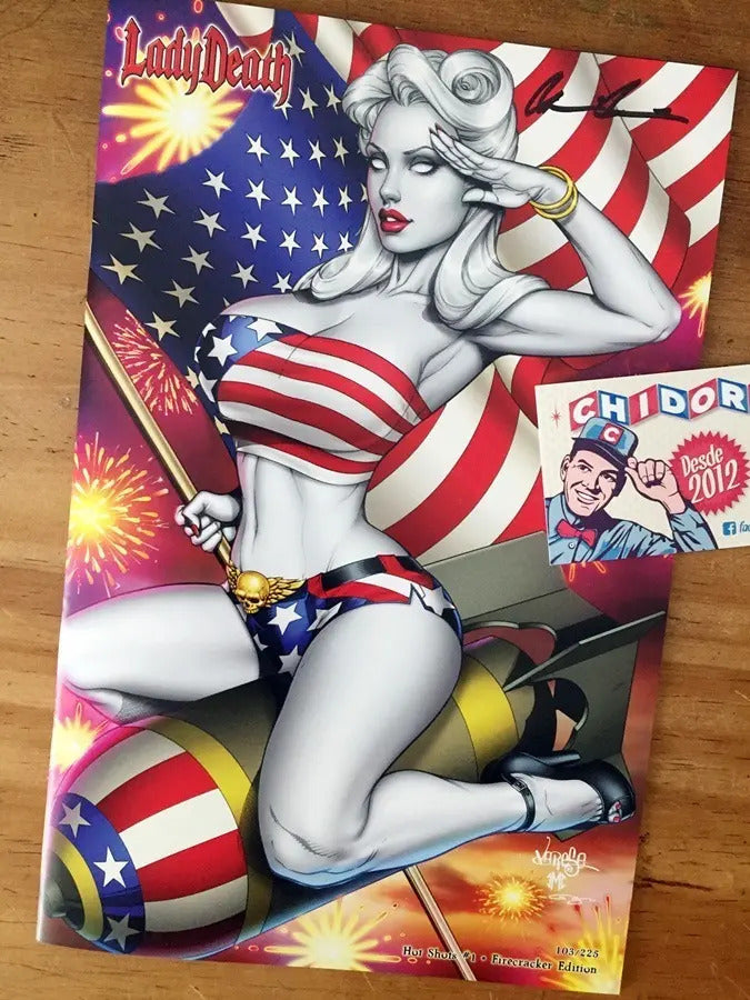 Comic - Lady Death Hot Shots #1 Firecracker Ltd Nice Firmada
