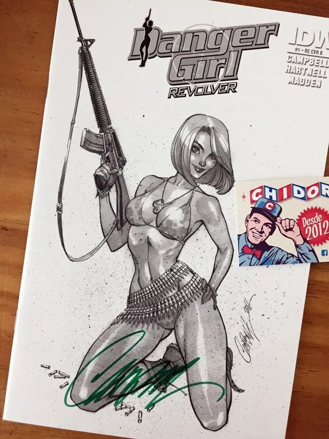 Comic - Danger Girl Revolver #1 Campbell Abby Sketch Firmada