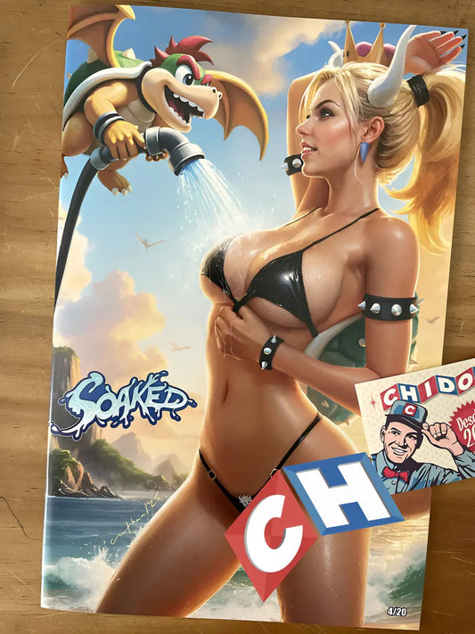 Comic - Soaked Bowsette Princess Peach Bikini Cover