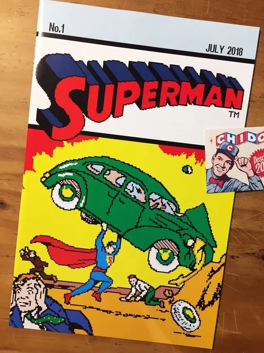 Comic - Action Comics #1 Superman 8-bit Homage Pixel Variant